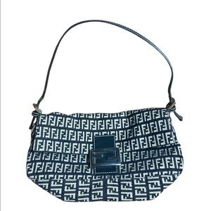 Authentic Vintage Fendi Zucca Monogram Canvas Bag - Black & Cream